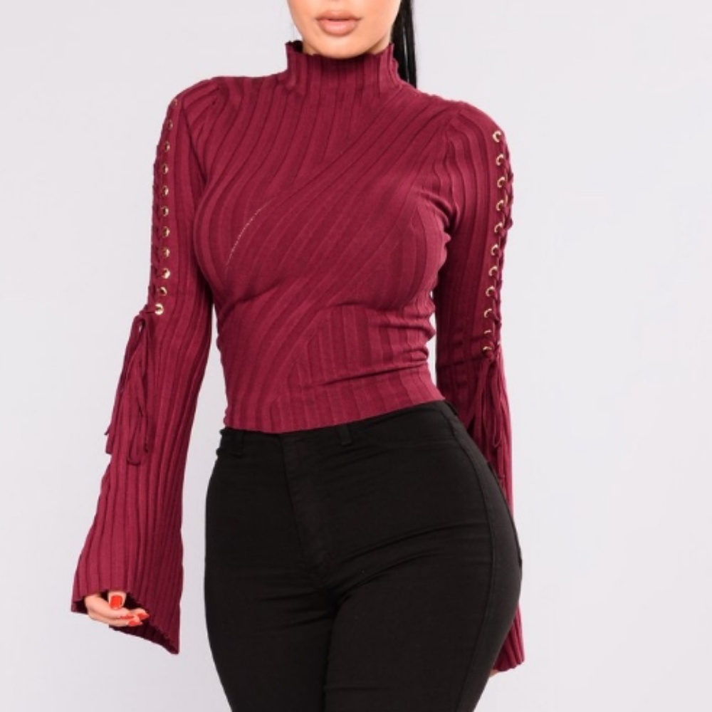 NWOT Mock Burgandy Top